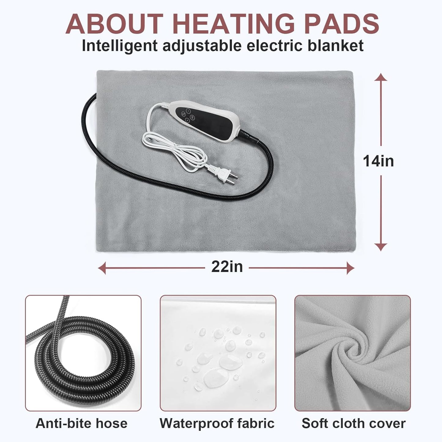 Dog Heating Pad (28x18in) – Waterproof Pet Heating Pad with Smart Thermostat, Heated Dog Bed for Whelping, Includes Wire Rope for Stability, Paw Print Design Puppy Heating Mat