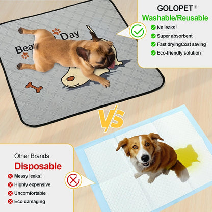 2-Pack Washable Pee Pads for Dogs (47x32in) – Extra-Absorbent, Thick, Reusable Pads with Non-Slip Design, Prevents Leakage, Ideal for Puppy Playpen, Crate, Whelping Box, and Potty Training – Grey