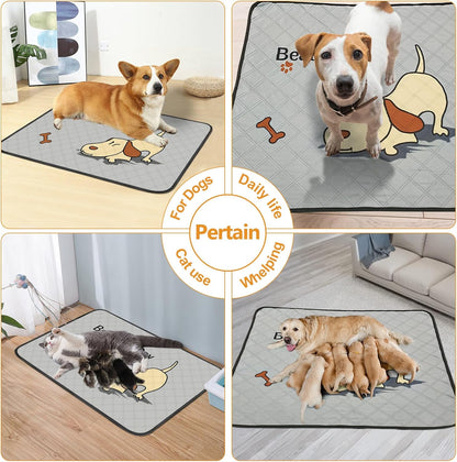 2-Pack Washable Pee Pads for Dogs (47x32in) – Extra-Absorbent, Thick, Reusable Pads with Non-Slip Design, Prevents Leakage, Ideal for Puppy Playpen, Crate, Whelping Box, and Potty Training – Grey